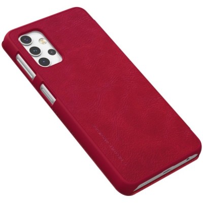 Prabangus „Nillkin“ Qin serijos raudonas odinis atverčiamas Samsung Galaxy A32 5G dėklas | Priedai.lt