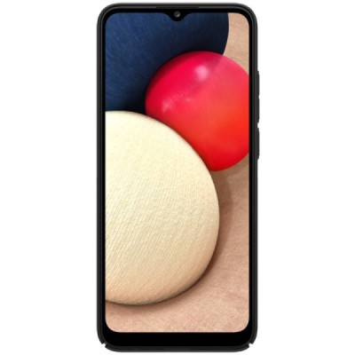 Samsung Galaxy M02s „Nillkin“ Frosted Shield juodas plastikinis dėklas, nugarėlė | Priedai.lt