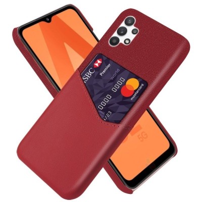 „KSQ“ Shell Samsung Galaxy A32 5G raudonas odinis dėklas - nugarėlė su kišenėle kortelėms | Priedai.lt