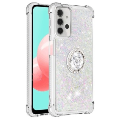 Samsung Galaxy A32 5G Shine Kickstand kieto silikono TPU skaidrus dėklas - nugarėlė | Priedai.lt
