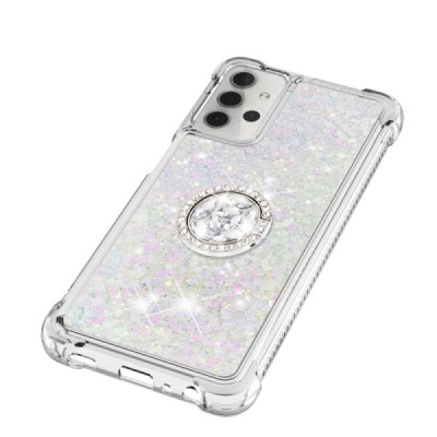 Samsung Galaxy A32 5G Shine Kickstand kieto silikono TPU skaidrus dėklas - nugarėlė | Priedai.lt