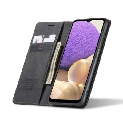 Samsung Galaxy A32 5G CaseMe Retro solidus atverčiamas juodas odinis dėklas - knygutė | Priedai.lt