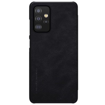 Prabangus „Nillkin“ Qin serijos juodas odinis atverčiamas Samsung Galaxy A52 5G (A526B) dėklas | Priedai.lt