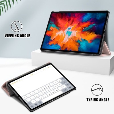 Lenovo Tab P11 Pro 11.5" (J706F) atverčiamas auksinis odinis dėklas (sulankstomas) | Priedai.lt