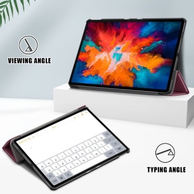 Lenovo Tab P11 Pro 11.5" (J706F) atverčiamas bordo odinis dėklas (sulankstomas) | Priedai.lt