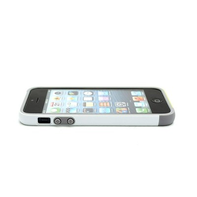 Baltos, žalios ir pilkos spalvų „Walnutt“ Trio kieto silikono (TPU) Apple iPhone SE (5, 5s) dėklas (rėmelis) - kraštų apvadas, b