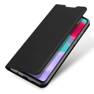 Dux Ducis Skin serijos Samsung Galaxy A52 5G (A526B, A525F, A528B) juodas odinis atverčiamas dėklas | Priedai.lt