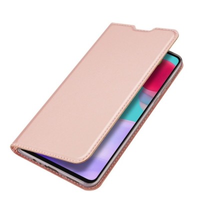 Dux Ducis Skin serijos Samsung Galaxy A52 5G (A526B, A525F) rožinis odinis atverčiamas dėklas | Priedai.lt