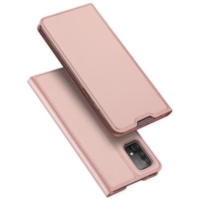 Dux Ducis Skin serijos Samsung Galaxy A52 5G (A526B, A525F) rožinis odinis atverčiamas dėklas | Priedai.lt