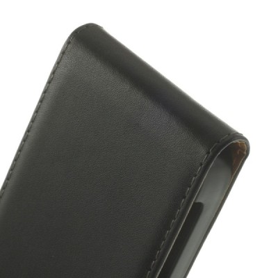 HTC One Mini 2 odinis vertikaliai (žemyn, į apačią) atverčiamas juodas odinis dėklas / Priedai.lt