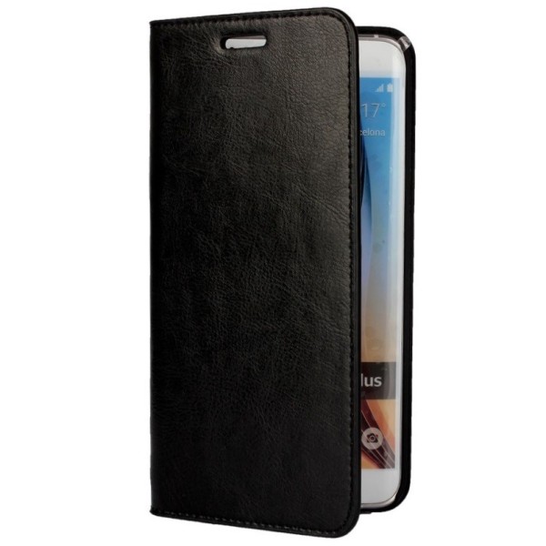 „Faux Leather“ tahke kaaned - must (Galaxy S6 Edge+)