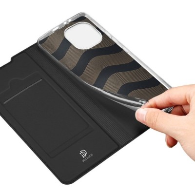 Dux Ducis Skin serijos Xiaomi Mi 11 juodas odinis atverčiamas dėklas | Priedai.lt