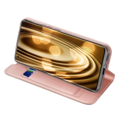 Dux Ducis Skin serijos Xiaomi Mi 11 rožinis odinis atverčiamas dėklas | Priedai.lt