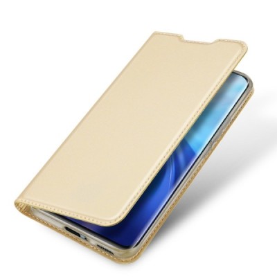 Dux Ducis Skin serijos Xiaomi Mi 11 auksinis odinis atverčiamas dėklas | Priedai.lt