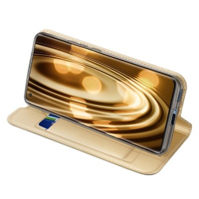 Dux Ducis Skin serijos Xiaomi Mi 11 auksinis odinis atverčiamas dėklas | Priedai.lt