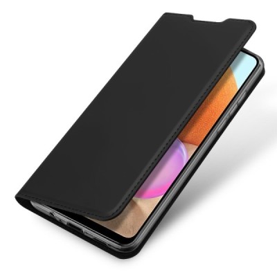 Dux Ducis Skin serijos Samsung Galaxy A32 4G (A325F) juodas odinis atverčiamas dėklas | Priedai.lt