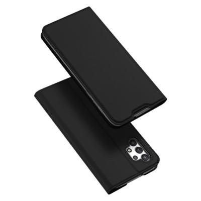 Dux Ducis Skin serijos Samsung Galaxy A32 4G (A325F) juodas odinis atverčiamas dėklas | Priedai.lt