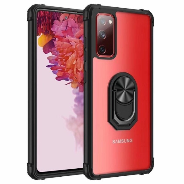 „Fashion“ Kickstand Kõva silikoon (TPU) kaaned - läbipaistev / must (Galaxy A72)