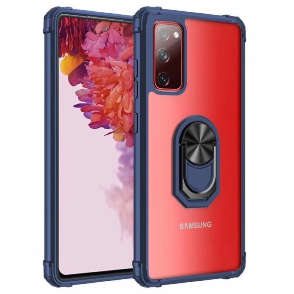 „Fashion“ Kickstand Kõva silikoon (TPU) kaaned - läbipaistev / sinine (Galaxy A72)