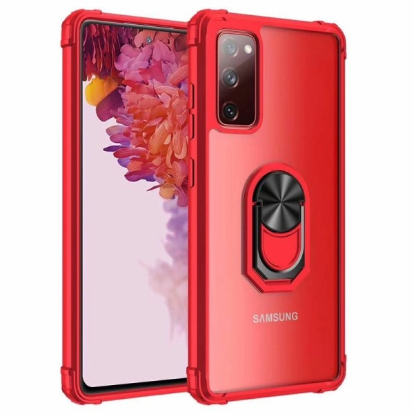 „Fashion“ Kickstand Kõva silikoon (TPU) kaaned - läbipaistev / punane (Galaxy A52 / A52s)