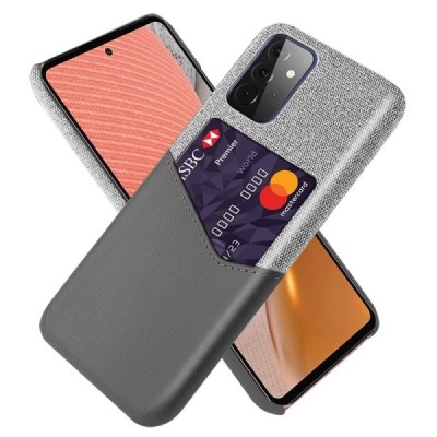 „KSQ“ Shell Samsung Galaxy A72 (A726B, A725F) pilkas odinis dėklas - nugarėlė su kišenėle kortelėms | Priedai.lt