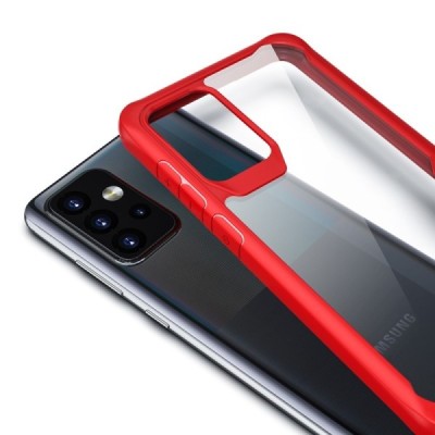 Samsung Galaxy A52 5G (A526B, A525F) Fashion skaidrus raudonos spalvos apvadais kieto silikono (TPU) dėklas | Priedai.lt