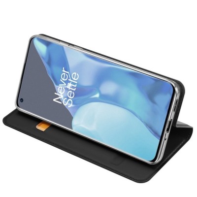 Dux Ducis Skin serijos OnePlus 9 Pro juodas odinis atverčiamas dėklas | Priedai.lt