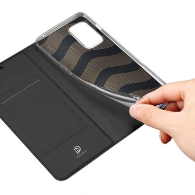 Dux Ducis Skin serijos OnePlus 9 Pro juodas odinis atverčiamas dėklas | Priedai.lt