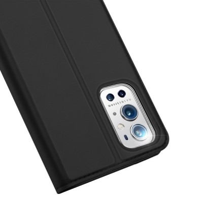Dux Ducis Skin serijos OnePlus 9 Pro juodas odinis atverčiamas dėklas | Priedai.lt