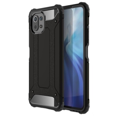 Sustiprintos apsaugos Xiaomi Mi 11 Lite juodas kieto silikono (TPU) ir plastiko dėklas | Priedai.lt