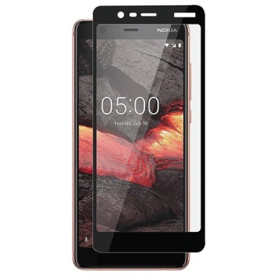 Nokia 5.1 (2018) „Rurihai“ 9H Tempered Glass sustiprintos apsaugos juodas pilnai dengiantis apsauginis ekrano stiklas 0,26 mm | 