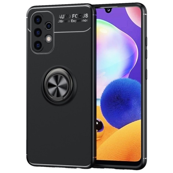„FOCUS“ Kickstand Kõva silikoon (TPU) kaaned - must (Galaxy A32 4G)