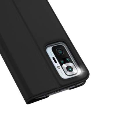 Xiaomi Redmi Note 10 Pro „Dux Ducis“ Skin serijos juodas odinis atverčiamas dėklas - knygutė | Priedai.lt