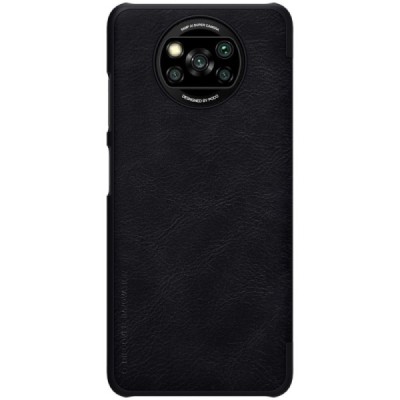 Xiaomi Poco X3 (X3 Pro) prabangus „Nillkin“ Qin serijos juodas odinis atverčiamas dėklas - knygutė | Priedai.lt
