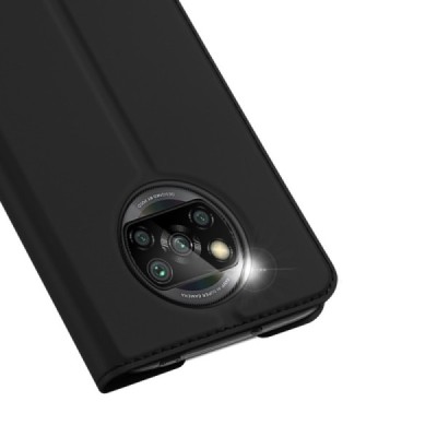 Xiaomi Poco X3 (X3 Pro) „Dux Ducis“ Skin serijos juodas odinis atverčiamas dėklas - knygutė | Priedai.lt