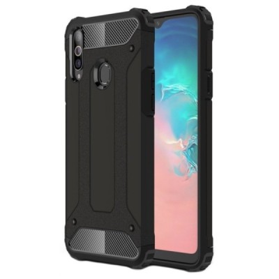 Sustiprintos apsaugos Samsung Galaxy A20s (A207F) juodas kieto silikono (TPU) ir plastiko dėklas | Priedai.lt