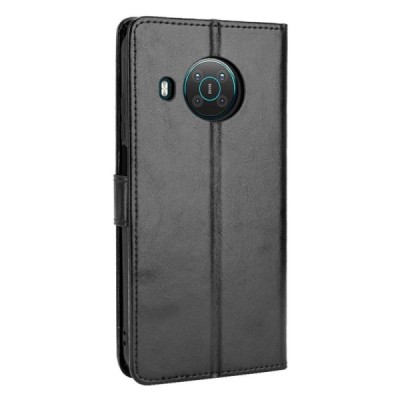 Nokia X20 (X10) atverčiamas juodas odinis dėklas, knygutė - piniginė | Priedai.lt