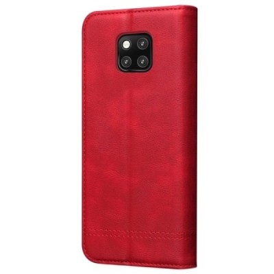 Deluxe atverčiamas raudonas odinis Huawei Mate 20 Pro dėklas - knygutė | Priedai.lt