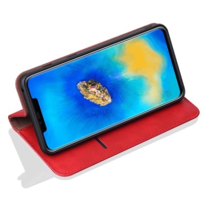 Deluxe atverčiamas raudonas odinis Huawei Mate 20 Pro dėklas - knygutė | Priedai.lt