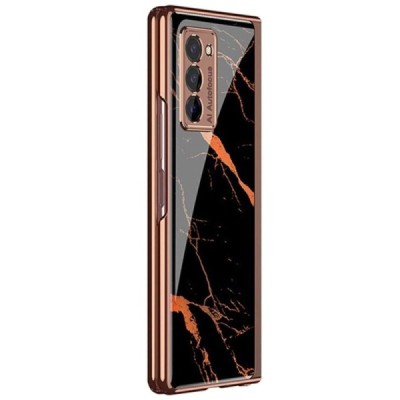 Samsung Galaxy Z Fold2 5G (F916B) GKK Marble plastikinis juodas dėklas - nugarėlė | Priedai.lt