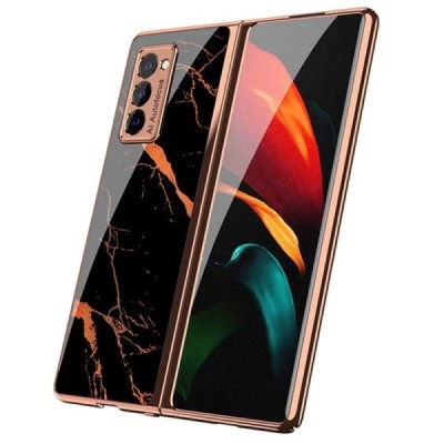 Samsung Galaxy Z Fold2 5G (F916B) GKK Marble plastikinis juodas dėklas - nugarėlė | Priedai.lt