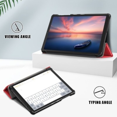Samsung Galaxy Tab A7 Lite 8.7 2021 (T220, T225) atverčiamas raudonas odinis dėklas - knygutė | Priedai.lt
