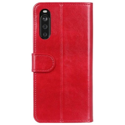 Sony Xperia 10 III raudonas odinis atverčiamas dėklas - knygutė | Priedai.lt