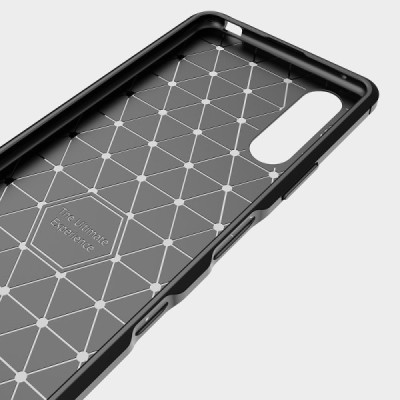 Sony Xperia 10 III „Carbon“ kieto silikono TPU juodas dėklas - nugarėlė | Priedai.lt