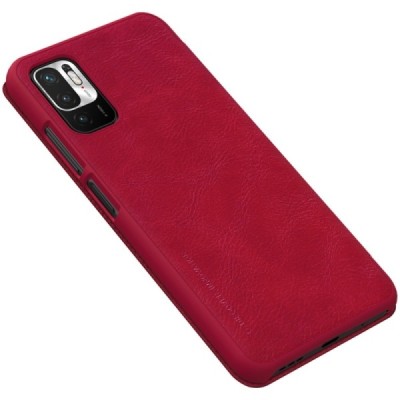 Xiaomi Poco M3 Pro (Redmi Note 10 5G) prabangus Nillkin Qin serijos raudonas odinis atverčiamas dėklas - knygutė | Priedai.lt
