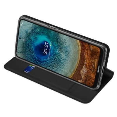 „Dux Ducis“ Skin serijos Nokia X20 (X10) juodas odinis atverčiamas dėklas | Priedai.lt