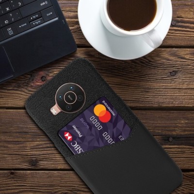 „KSQ“ Shell Nokia X20 (X10) juodas odinis dėklas - nugarėlė su kišenėle kortelėms | Priedai.lt