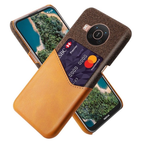 „KSQ“ Shell kaaned taskuga - pruun (Nokia X20 / X10)