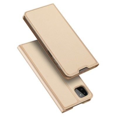 Samsung Galaxy A22 „Dux Ducis“ Skin serijos auksinis odinis atverčiamas dėklas - knygutė | Priedai.lt