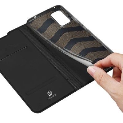 Asus Zenfone 8 (ZS590KS) „Dux Ducis“ Skin serijos juodas odinis atverčiamas dėklas - knygutė | Priedai.lt
